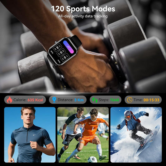 FPZMIU 1.83" Display Smart Watch, High-Definition Fitness Watch with Always-On Touchscreen for Men Women