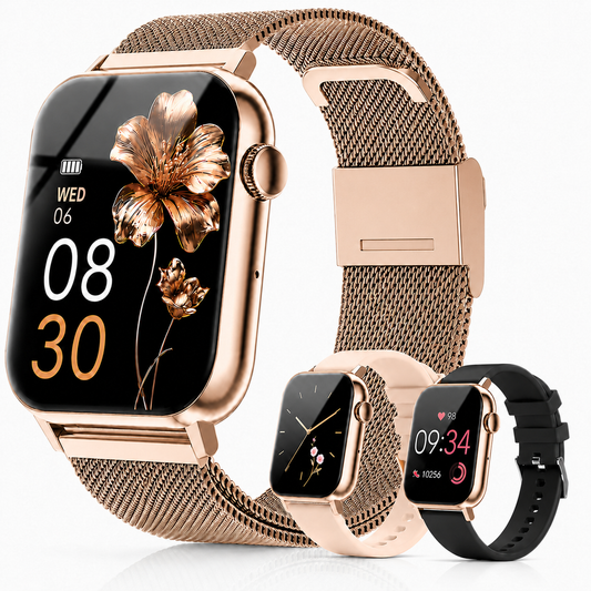 FPZMIU 1.83'' HD Fitness Smart Watch 3 Bands for Men Women,IP68 Waterproof Fitness Wrist Watch Compatible with Iphone Android