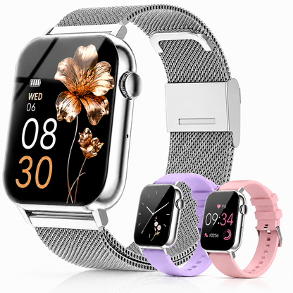 FPZMIU 1.83'' HD Fitness Smart Watch 3 Bands for Men Women,IP68 Waterproof Fitness Wrist Watch Compatible with Iphone Android