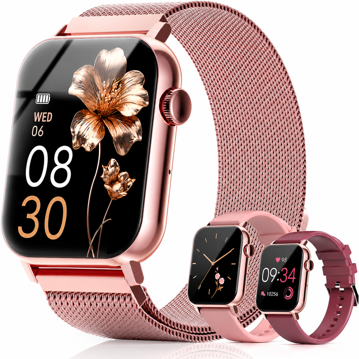 FPZMIU 1.83'' HD Fitness Smart Watch 3 Bands for Men Women,IP68 Waterproof Fitness Wrist Watch Compatible with Iphone Android