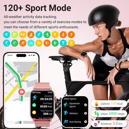 FPZMIU 1.83'' HD Fitness Smart Watch 3 Bands for Men Women,IP68 Waterproof Fitness Wrist Watch Compatible with Iphone Android