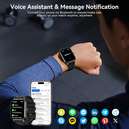 FPZMIU 1.83" Display Smart Watch, High-Definition Fitness Watch with Always-On Touchscreen for Men Women
