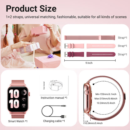 FPZMIU 1.83'' HD Fitness Smart Watch 3 Bands for Men Women,IP68 Waterproof Fitness Wrist Watch Compatible with Iphone Android