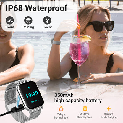 FPZMIU 1.83'' HD Fitness Smart Watch 3 Bands for Men Women, Bluetooth Dial /Answer Calls, 10 Days Standby Time, IP68 Waterproof Fitness Wrist Watch Compatible with iPhone Android