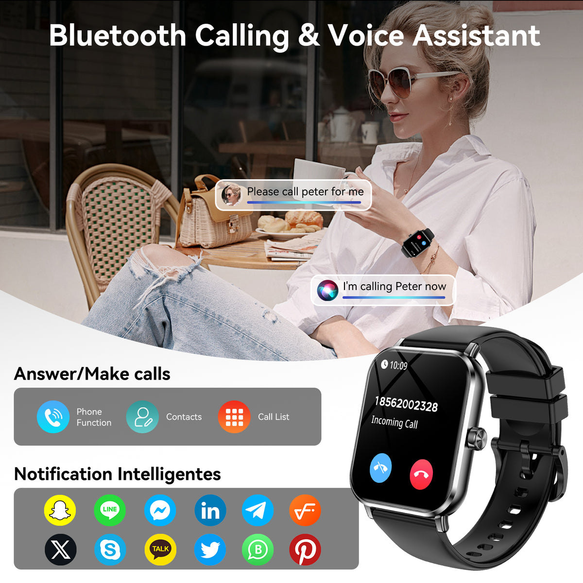 FPZMIU 1.85"Smart Watch, Fitness Tracker with Heart Rate Monitor & Step Counter