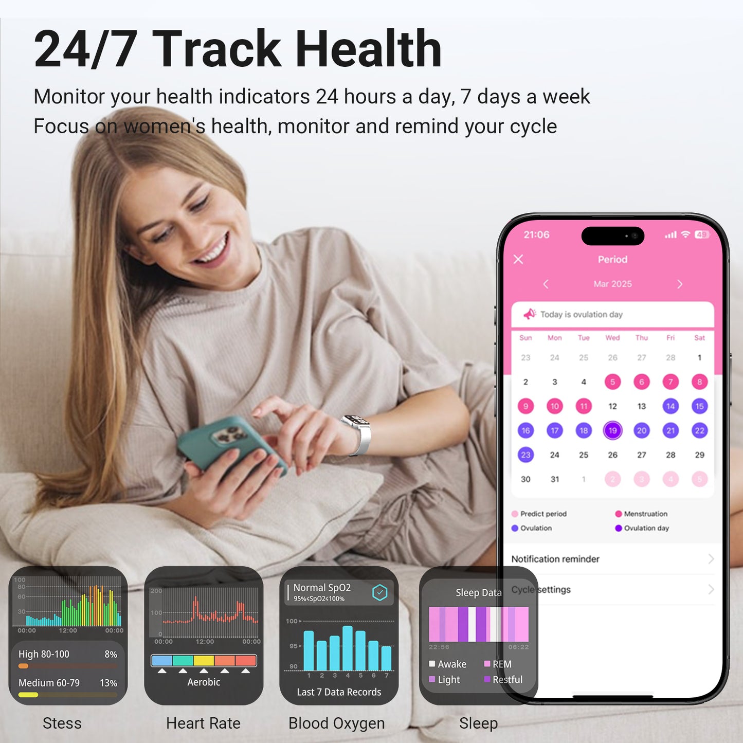 FPZMIU 1.83'' HD Fitness Smart Watch 3 Bands for Men Women, Bluetooth Dial /Answer Calls, 10 Days Standby Time, IP68 Waterproof Fitness Wrist Watch Compatible with iPhone Android