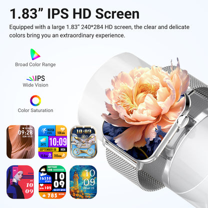 FPZMIU 1.83'' HD Fitness Smart Watch 3 Bands for Men Women, Bluetooth Dial /Answer Calls, 10 Days Standby Time, IP68 Waterproof Fitness Wrist Watch Compatible with iPhone Android
