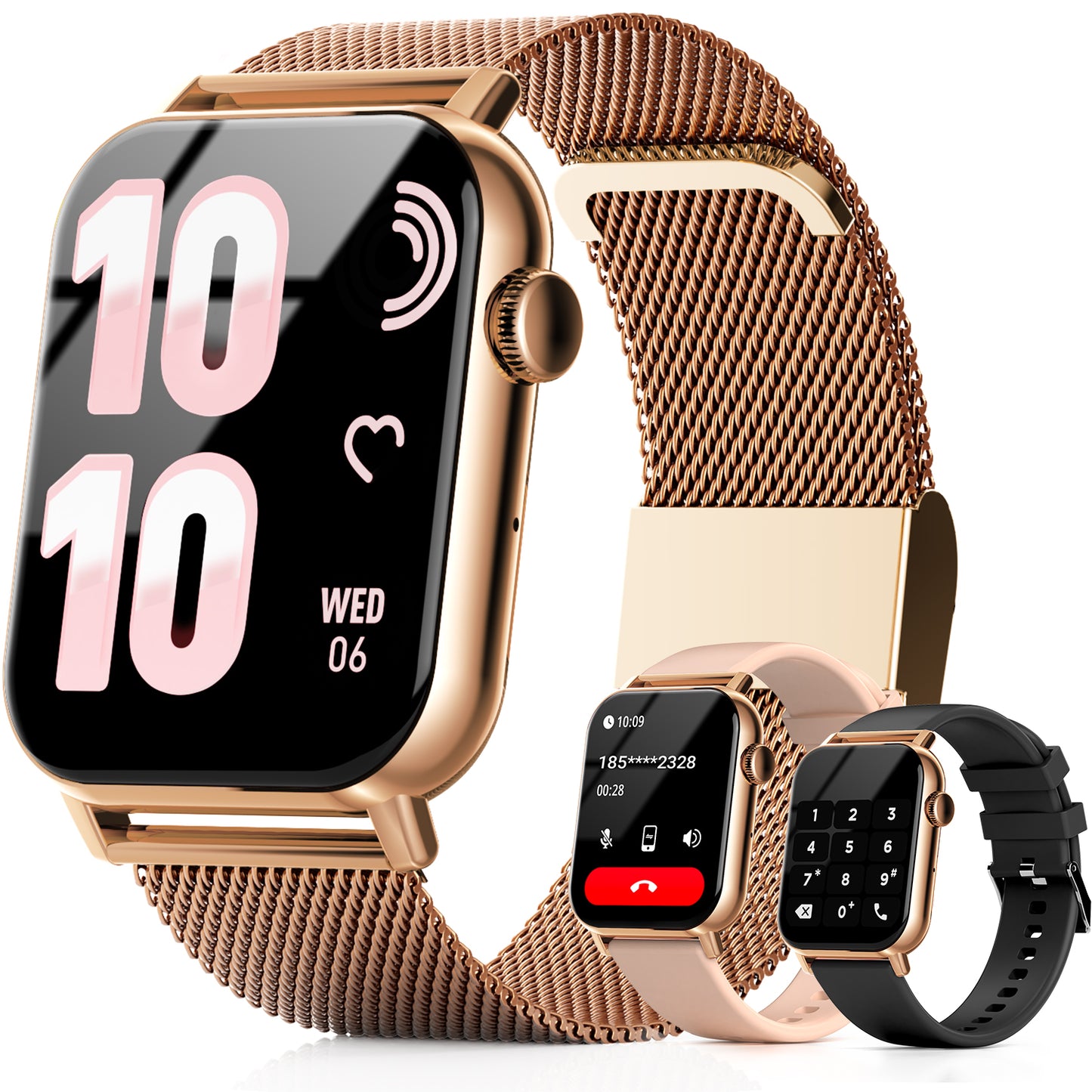 FPZMIU 1.83'' HD Fitness Smart Watch 3 Bands for Men Women, Bluetooth Dial /Answer Calls, 10 Days Standby Time, IP68 Waterproof Fitness Wrist Watch Compatible with iPhone Android
