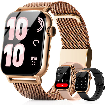 FPZMIU 1.83'' HD Fitness Smart Watch 3 Bands for Men Women, Bluetooth Dial /Answer Calls, 10 Days Standby Time, IP68 Waterproof Fitness Wrist Watch Compatible with iPhone Android
