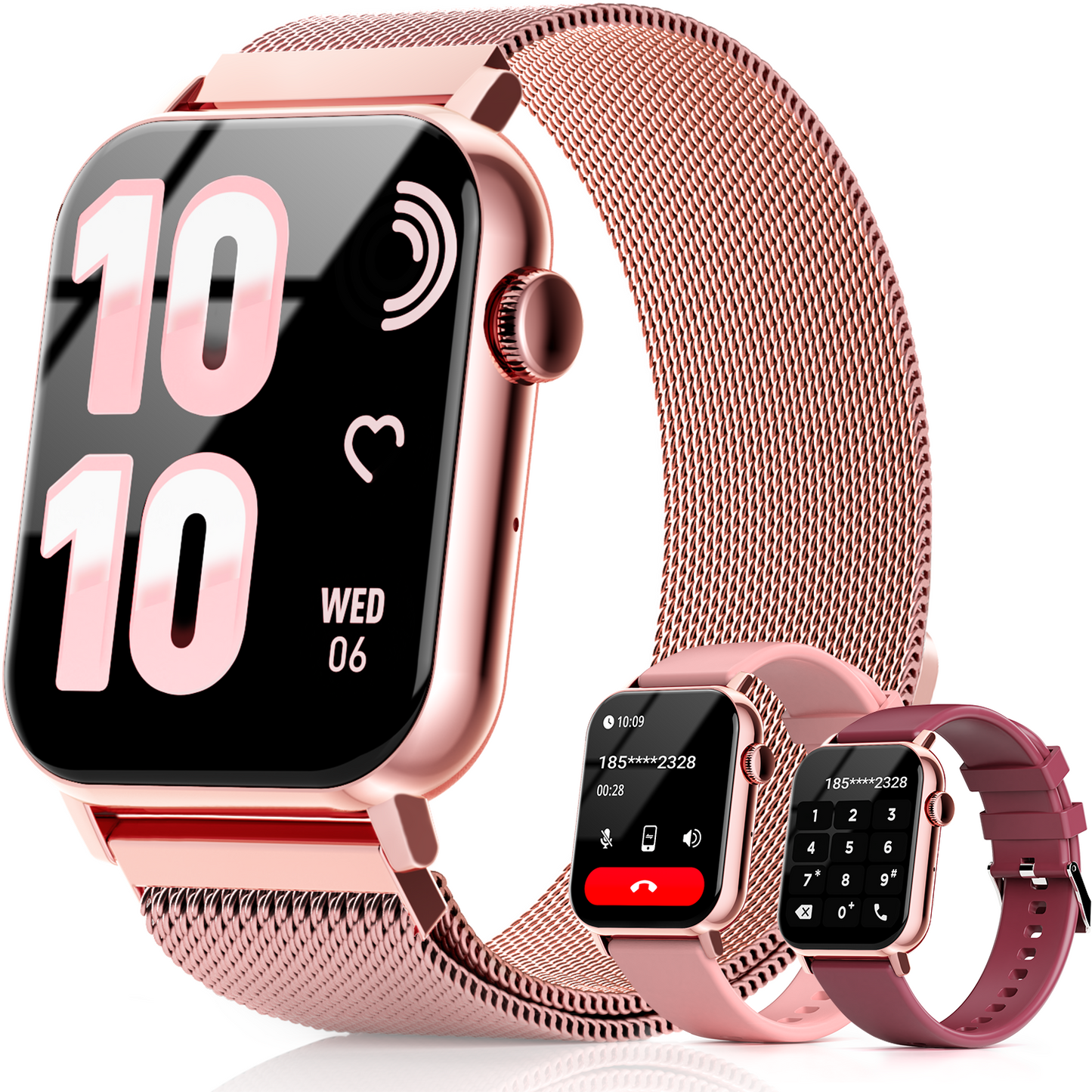 FPZMIU 1.83'' HD Fitness Smart Watch 3 Bands for Men Women, Bluetooth Dial /Answer Calls, 10 Days Standby Time, IP68 Waterproof Fitness Wrist Watch Compatible with iPhone Android